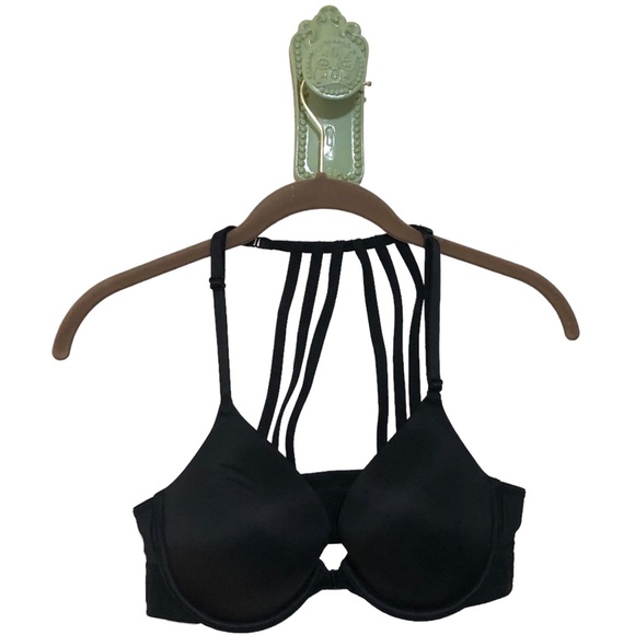 Victoria’s Secret Pink Bra NWOT Push Up Sexy Strappy Racer T Back Front Clasp 36 - Picture 2 of 7